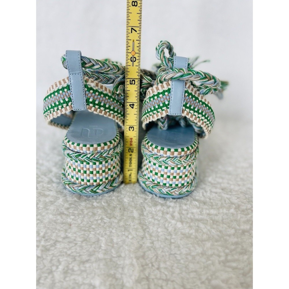 Anthropologie Braided Platform Sandals in Green and White - Picture 6 of 14
